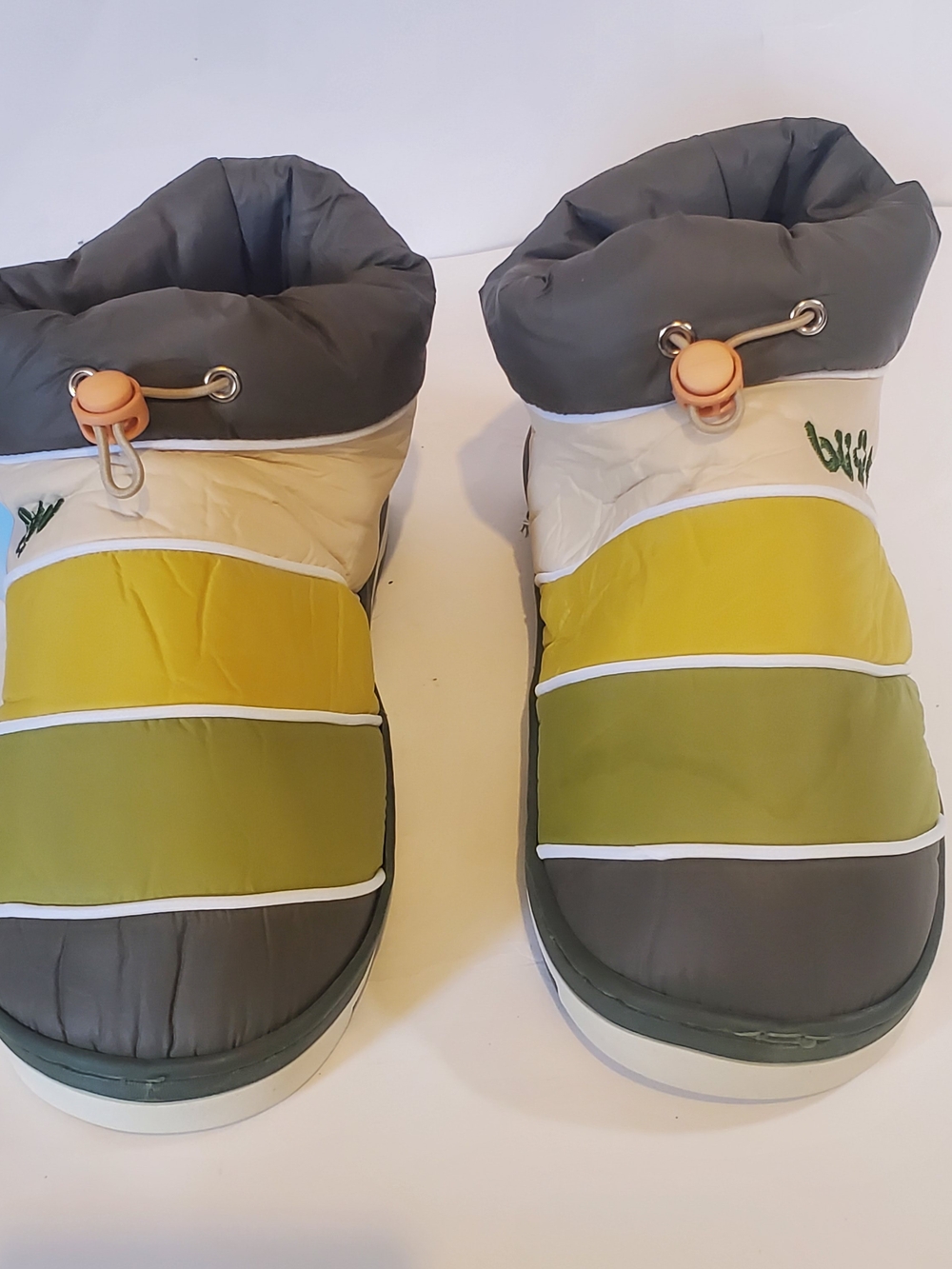Puffer Slip-On Indoor/Outdoor Slippers in Gray, Yellow, Olive